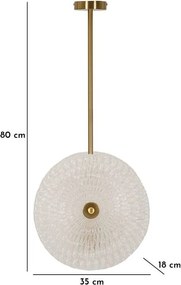 Závesné svietidlo v zlatej farbe so skleneným tienidlom Glass – Mauro Ferretti