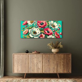 Obraz - Kvety na modrom pozadí (120x50 cm)