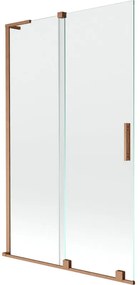 Mexen Velar L, 2-krídlová posuvná vaňová zástena 110 x 150 cm, 8mm číre sklo, medená matná, 896-110-003-01-65
