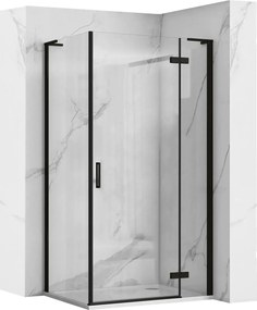 Štvorcový sprchovací kút REA HUGO BLACK 90x90 cm, čierny/transparent - bez vaničky