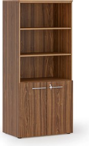 Kombinovaná kancelárska skriňa PRIMO WOOD, nízke dvere, 800 x 500 x 1781 mm, orech