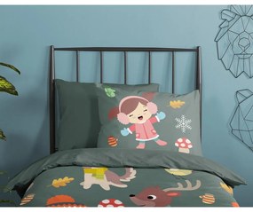 Tmavozelené bavlnené detské obliečky na jednolôžko/predĺžené 140x220 cm Fun – Good Morning