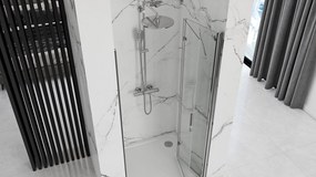 Rea Molier, skladacie sprchové dvere 80x190cm, 6mm číre sklo, chrómový profil + bočný magnetický profil, KPL-K6367