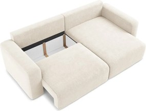 Krémovobiela ženilková rozkladacia/s úložným priestorom rohová pohovka (pravý roh/s leňoškou) Kona – Makamii