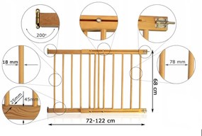 ČistéDrevo Drevená bezpečnostná zábrana 72-122 x 68 cm