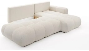 Rozkladacia rohová čalúnená sedacia súprava s úložným priestorom do L ALMADA pravá svetlá béžová