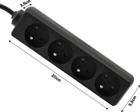 BERGE Predlžovačka - 4 zásuvky - 1,5 m - čierna