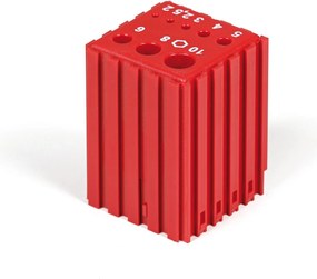 Plastový box na ukladanie šesťhranných kľúčov 2–10 mm, modul 5x5, 8 dutín, červená
