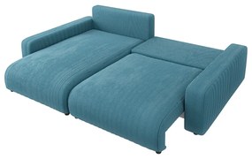 Tyrkysovomodrá menčestrová rozkladacia rohová pohovka Sara – Ropez