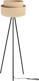 Stojacia lampa Juta, 1x jutové tienidlo, čierna konštrukcia, m