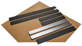 Rohový kovový regál RIVET, 180x90x45x64,5 cm, 4x HDF polica, antracitová sivá