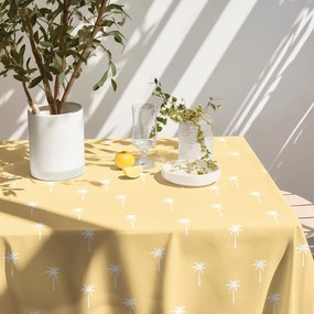 Goldea hranatý obrus 100% bavlnené plátno - palmy na žltej 80 x 80 cm