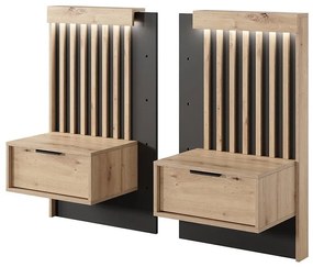 Nočné stolíky TALLY, 2 kusy, remeselný dub/antracit