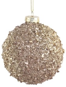 Zlatá sklenená vianočná guľa s dielikmi - Ø 8cm
