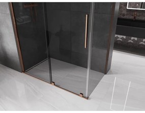 Mexen Velar, sprchový kút s posuvnými dverami 150 x 85 cm, 8mm šedé sklo, ružové zlato, 871-150-085-41-60