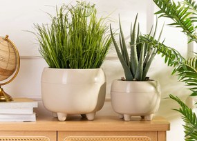 PLASTOVÝ KVETINÁČ BOTANICA SADA 2KS 30X24 CM+23X18,5 CM BÉŽOVÁ