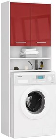Kúpeľňová skrinka nad práčku FIN 2D biela / červená, lesk