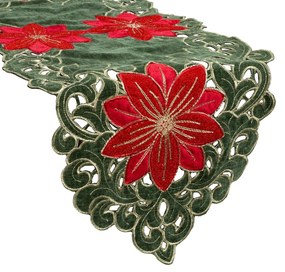 VIANOČNÝ BEHÚŇ NA STÔL POINSETTIA 35X183 CM VZOROVANÝ