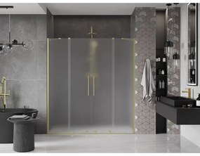 Mexen Velar Duo, posuvné sprchové dvere do otvoru 170 cm, 8mm sklo námraza, zlatá matná, 871-170-000-32-55
