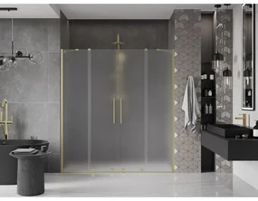 Mexen Velar Duo, posuvné sprchové dvere do otvoru 170 cm, 8mm sklo námraza, zlatá matná, 871-170-000-32-55