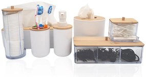 Sada 7 organizérů do koupelny WHITNEY, bílý plast/bambus