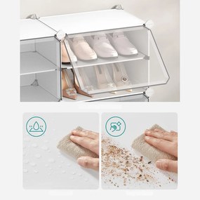 Organizér na topánky KIMBERLY, 10 boxov, biela/priesvitná SongmicsHome