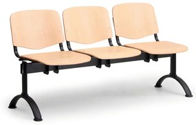 Drevená lavica ISO II, 3-sedadlo - čierne nohy, buk