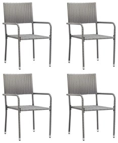 Vonkajšie jedálenské stoličky 4 ks, polyratan, antracitové