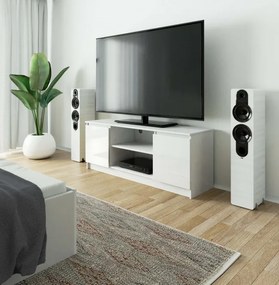 Stolík pod TV RTV 140 2D 1P biely, lesk