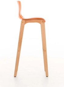 Barová stolička Hoover - plast, drevené nohy natur - Oranžová