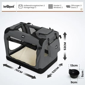 Leopet Prepravný box pre psov L, 70 x 52 x 52 cm, antracit