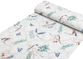 Biante Detské bavlnené posteľné obliečky do postieľky Sandra SA-471 Lastovičky s motýlikmi na svetlo sivom ornamente Do postieľky 90x120 a 40x60 cm