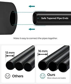 Otvorená šatníková skriňa, 3 závesné tyče, 3 police, 182x138x43cm, čierna