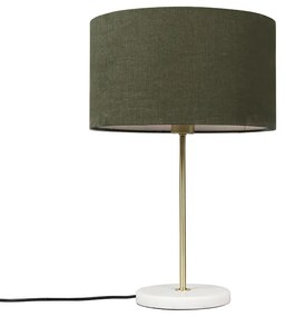 Stolná lampa mosadz s zeleným tienidlom 35 cm - Kaso