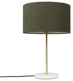 Stolná lampa mosadz s zeleným tienidlom 35 cm - Kaso