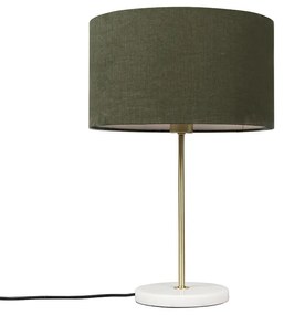 Mosadzná stolová lampa so zeleným tienidlom 35 cm - Kaso