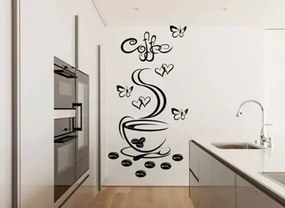 Nálepka na stenu do kuchyne šálka horúcej kávy 50 x 100 cm