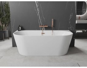 Mexen Oval+, voľne stojaca vaňa ku stene 170 x 80 cm, biela lesklá, medená matná prepad, 52681708000-65