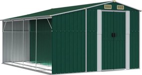 vidaXL Záhradná kôlňa zelená 277x365,5x179 cm pozinkovaná oceľ