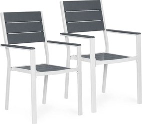 MultiGarden Sada 2 záhradných stoličiek - oceľ HDPE sivá biela MultiGarden