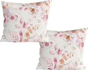 Sada 2 ks dekoračných obliečok na vankúš z mikrovlákna FLORANY 45x45 cm, biela