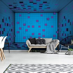 Fototapeta - 3D miestnosť z modrých kociek (152,5x104 cm)