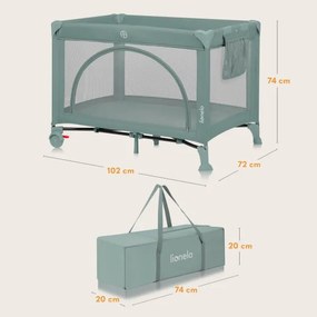 Lionelo - Cestovná postieľka LAURA šalviová zelená