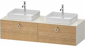 DURAVIT White Tulip závesná skrinka pod dve umývadlá na dosku, 2 zásuvky, 1600 x 550 x 408 mm, dub prírodný masív/nordická biela vysoký lesk, WT4891BH5H40000