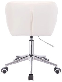 LuxuryForm DESIGN Stolička MILANO VELUR na striebornej podstave s kolieskami - biela