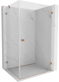 Mexen Lunar-B, pravostranný výklopný sprchový kút 95 x 80 cm, 8mm číre sklo, profil medená matná, 832-095-080-65-00-P