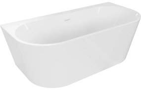 Mexen Oval+, voľne stojaca vaňa ku stene 170 x 80 cm, biela lesklá, biely prepad, 52681708000-20