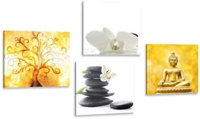 Set obrazov Feng Shui v bielo-žltom prevedení