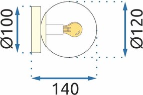 Toolight Toolight, nástenné svietidlo 1xE14 APP1250-1W, zlatá, OSW-40038