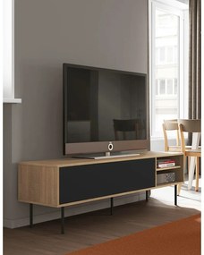 TV stolík v dekore duba v čierno-prírodnej farbe 165x40 cm Ampère – TemaHome